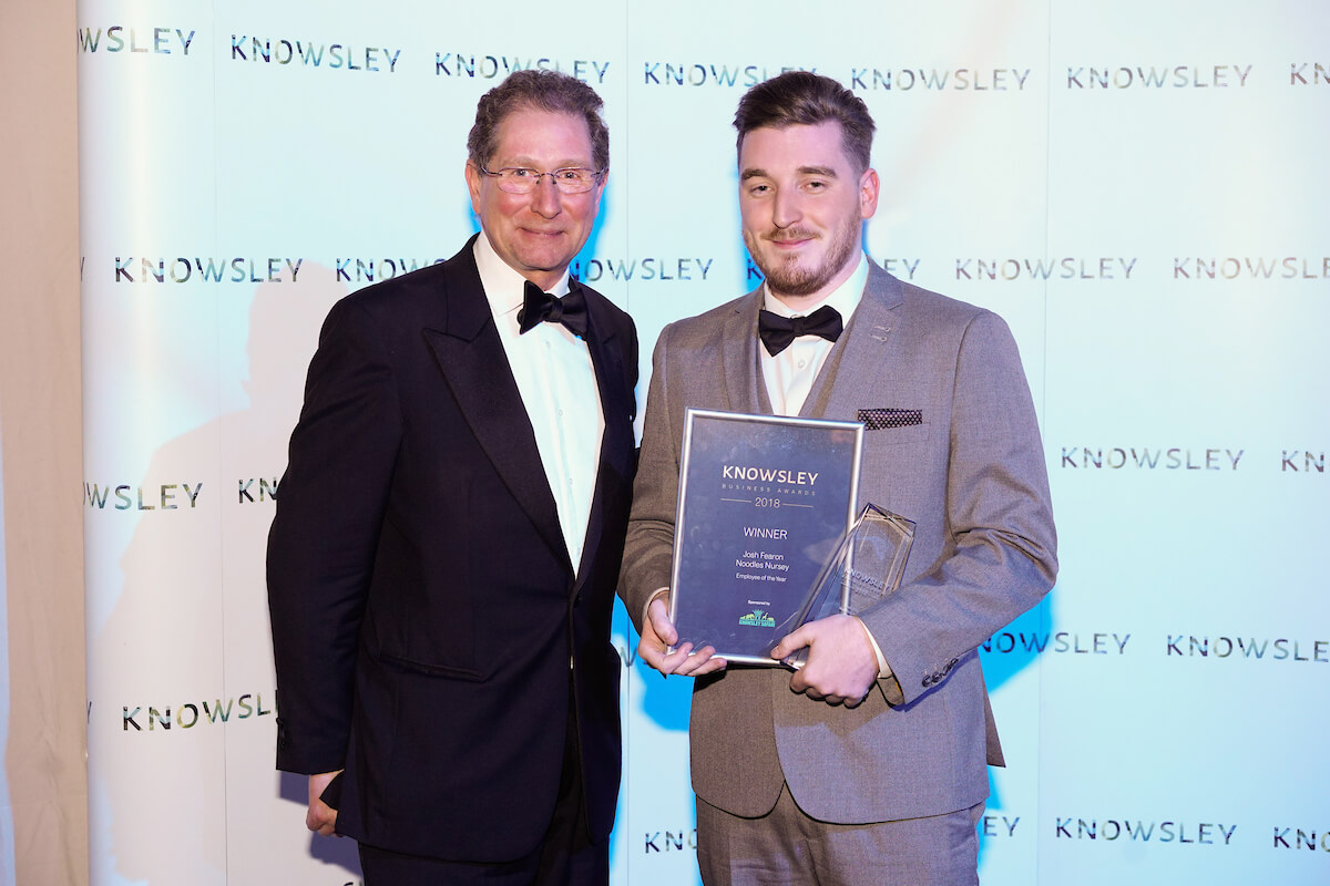 Josh Fearon from Noodles Nursery with his Employee of the Year award