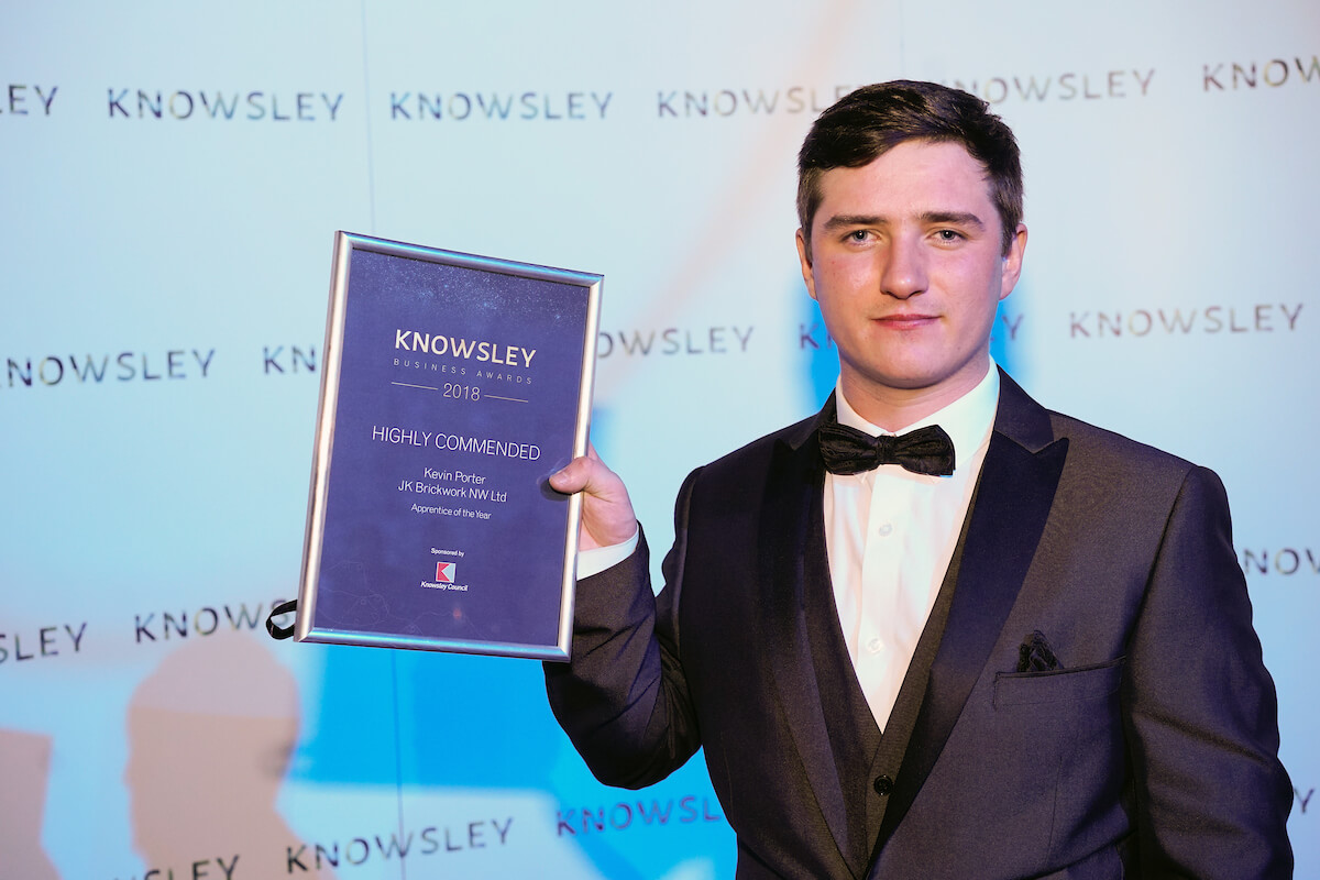 Highly Commended Apprentice of the Year Kevin Porter with his award